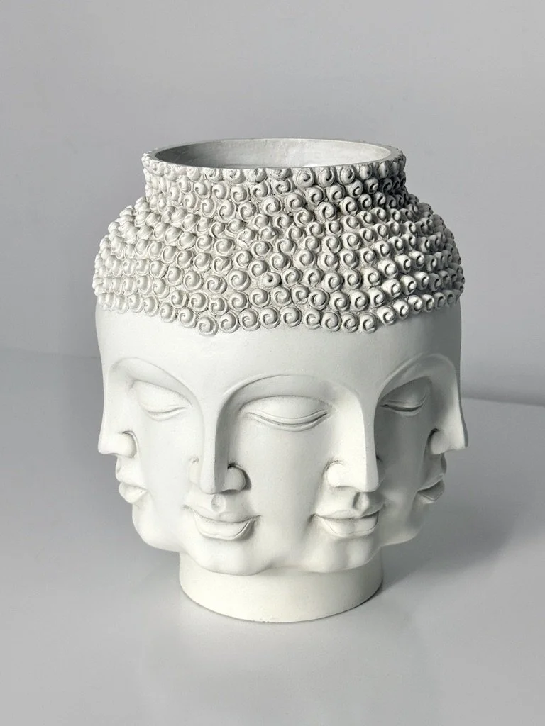 vintage mid century modern ceramic face vase piero fornasetti surrealist sculpture buddha boho unique conversation piece decorative vase
