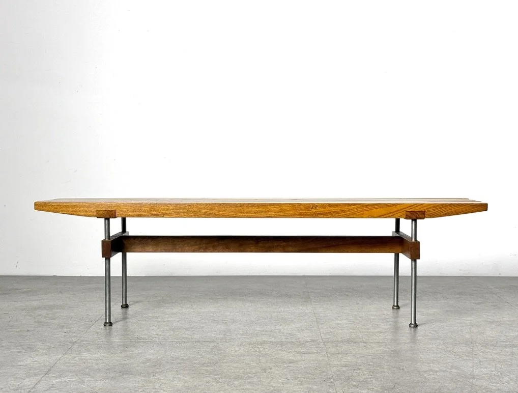 vintage mid century modern slat bench 1950s architectural bench george nelson slat bench herman miller minimalist slat bench