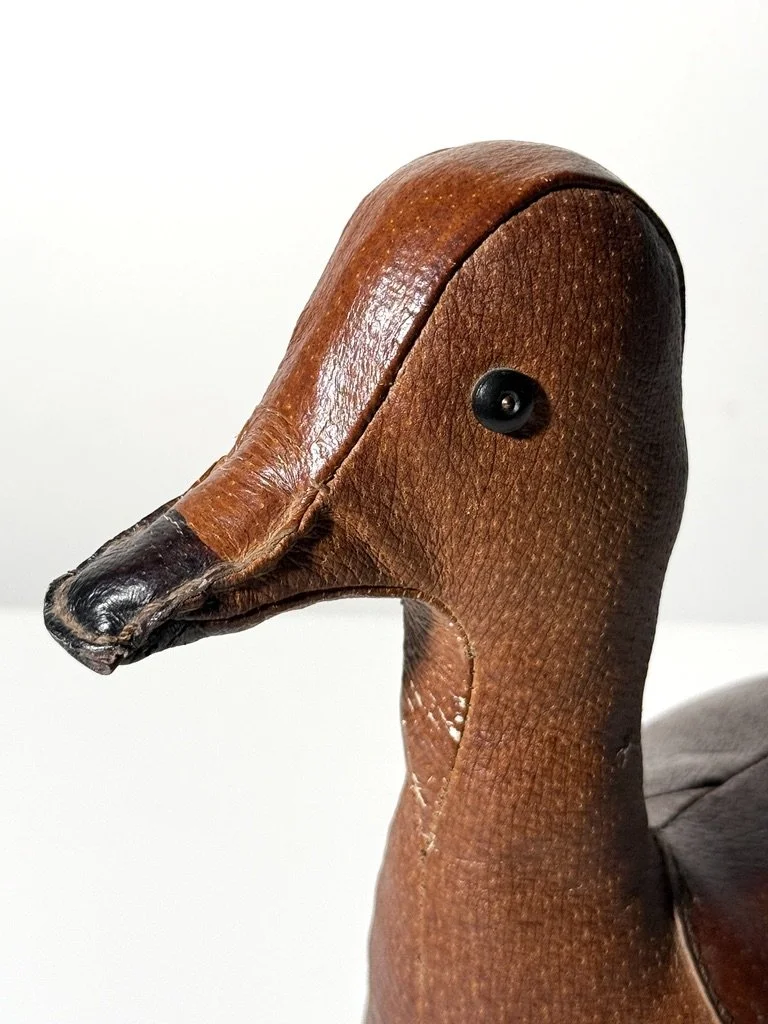 vintage mid century modern leather sculpture dimitri omersa abercrombie and fitch leather animal rare unique sculpture animal decor antique door stop