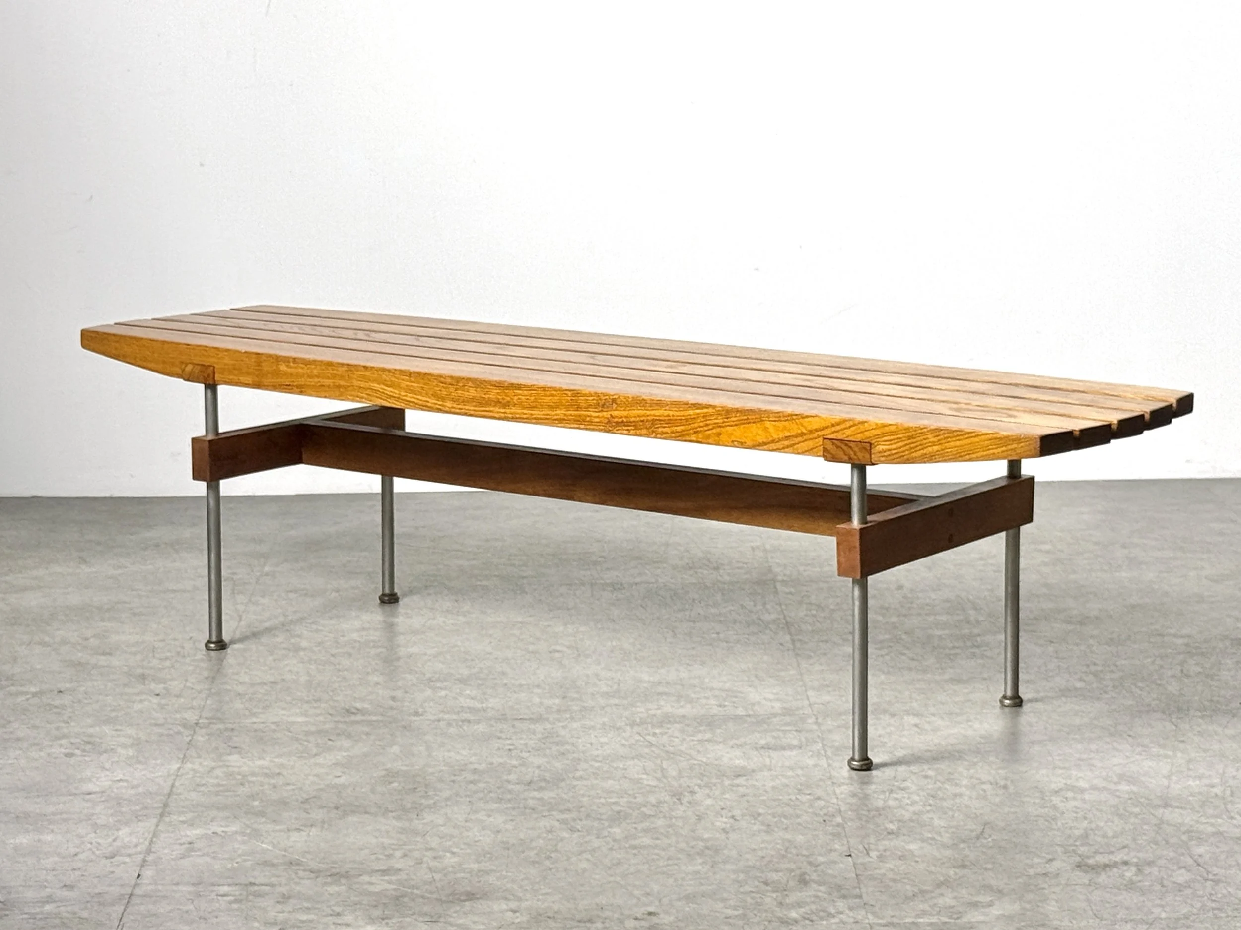 vintage mid century modern slat bench 1950s architectural bench george nelson slat bench herman miller minimalist slat bench