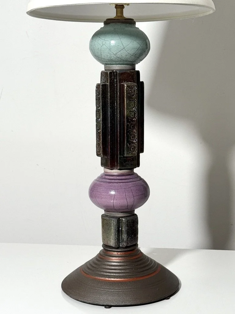 vintage ceramic table lamps studio pottery table lamps architectural postmodern glazed ceramic totem lamps art deco mission arts and crafts stacked ceramic unique table lamps