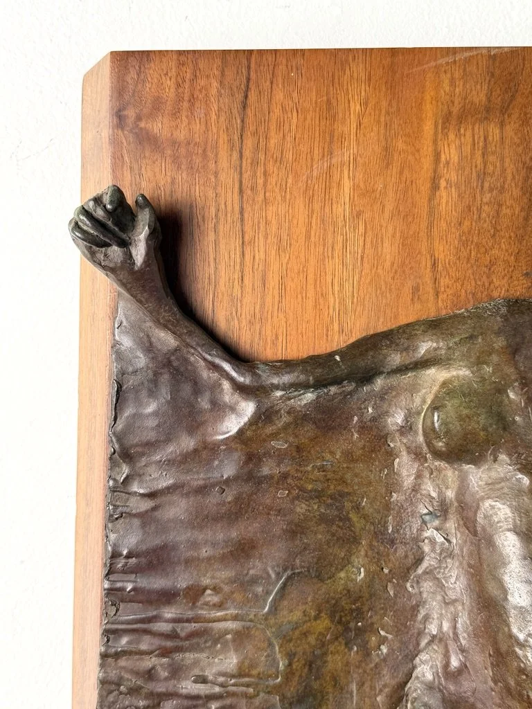 vintage mid century modern bronze relief panel wall sculpture bronze wall hanging nude femal bronze sculpture unique henry moore style sculpture reclining nude three dimensional wall sculpture