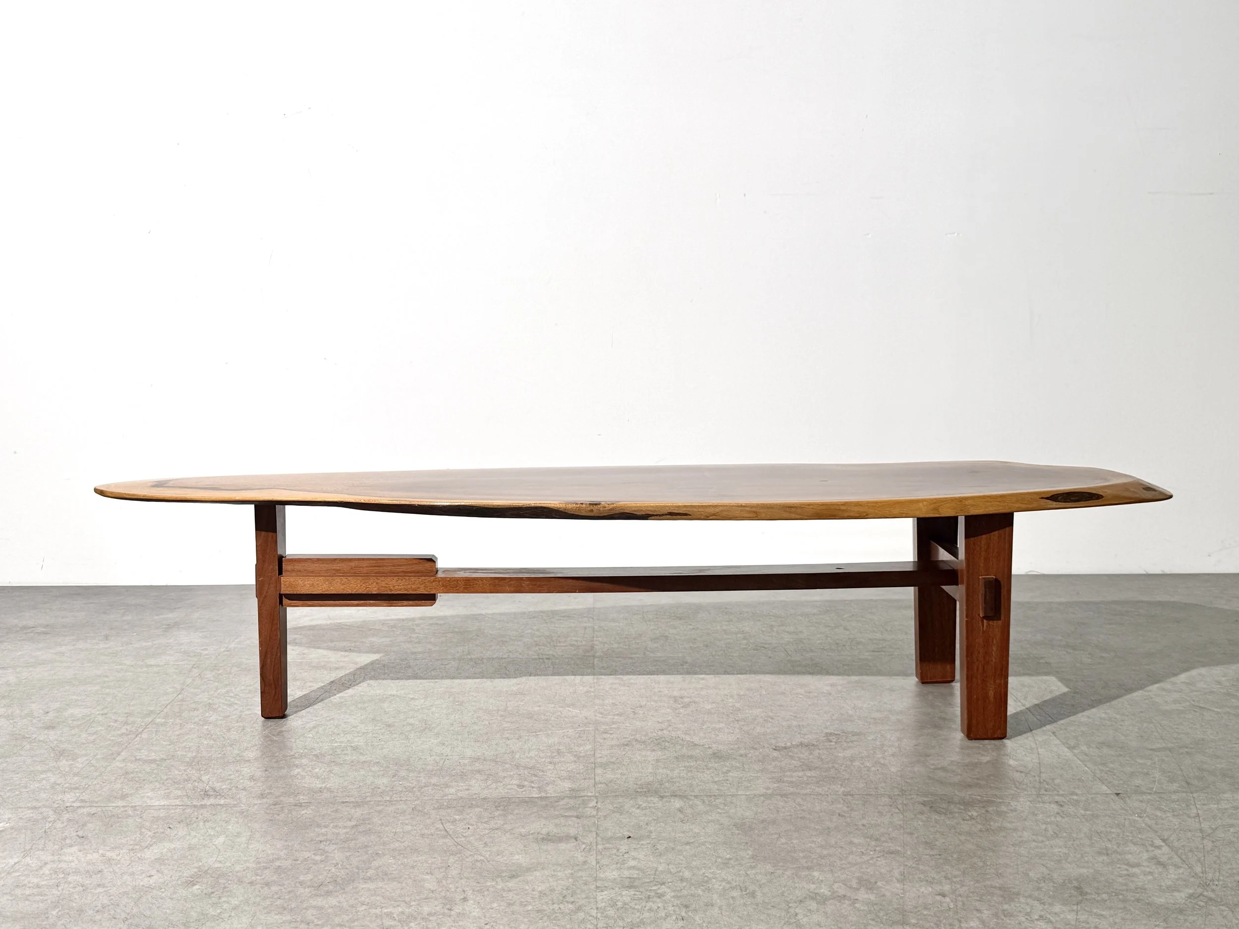 vintage mid century modern live edge studio craft coffee table organic long bench coffee table nakashima wabi sabi entryway bench table handcrafted natural wood table