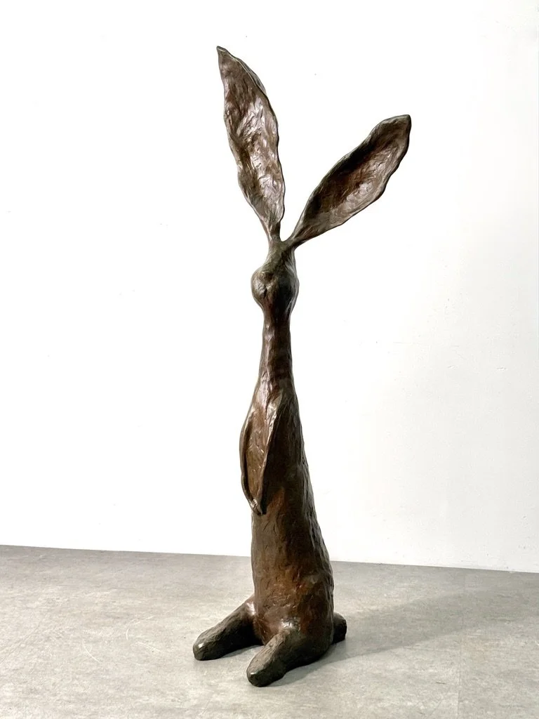 vintage mid century modern abstract bronze monumental sculpture indoor outdoor large tall rabbit bunny chauncey jim budish largest bronze surrealist modernist bronze tall sculpture solid bronze art