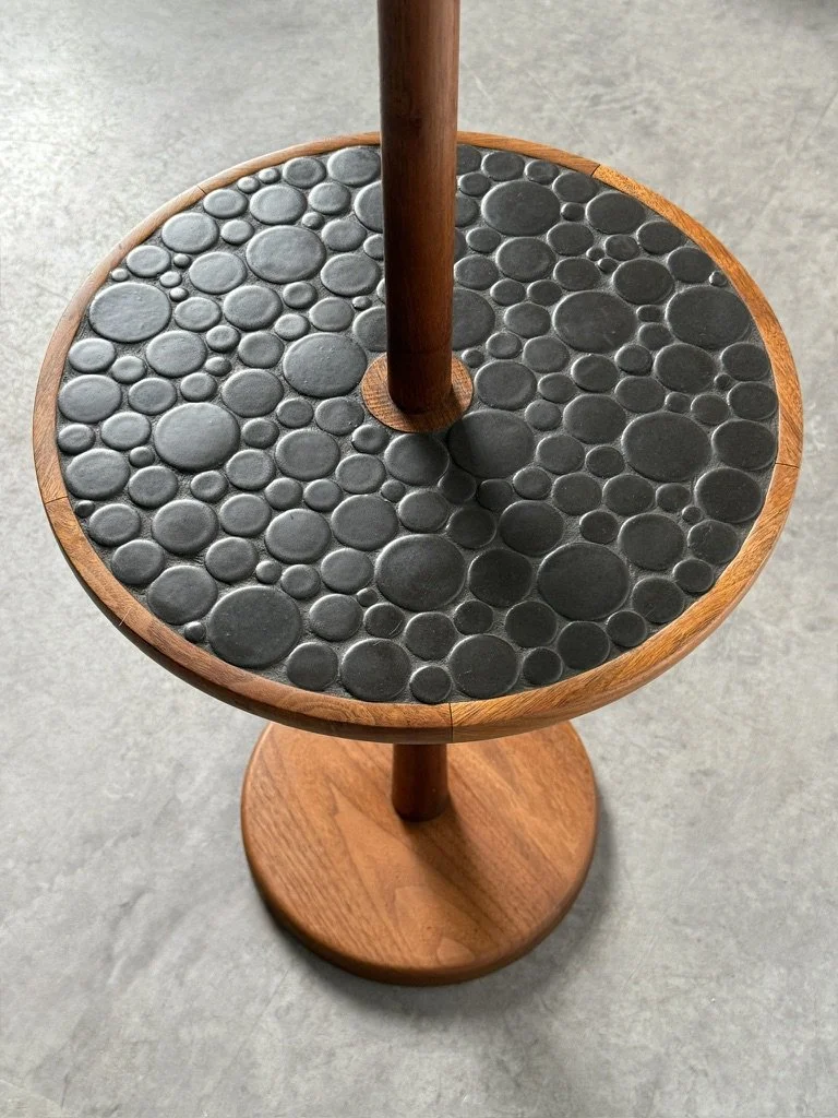 vintage mid century modern gordon and jane martz ceramic tile floor lamp with table reading lamp mosiac tile table floor lamp rare martz lamp black tile martz lamp marshall studios