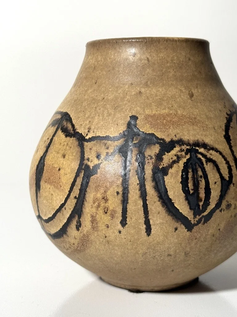 vintage mid century modernist studio pottery cranbrook ceramic clyde burt vase vessel unique rare pottery collectible ceramic cranbrook art