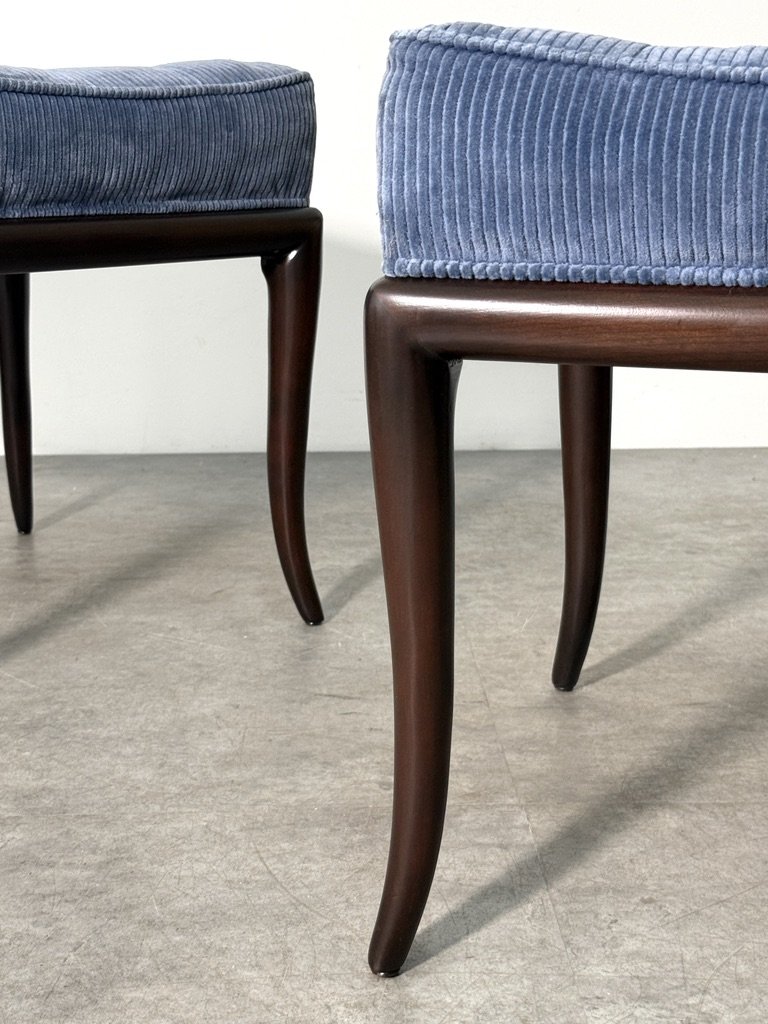 vintage mid century modern sabre leg stools klismos bench th robsjohn gibbings widdicomb pair tufted footstools ottomans rare unique sculptural pair of stools 1950s dunbar