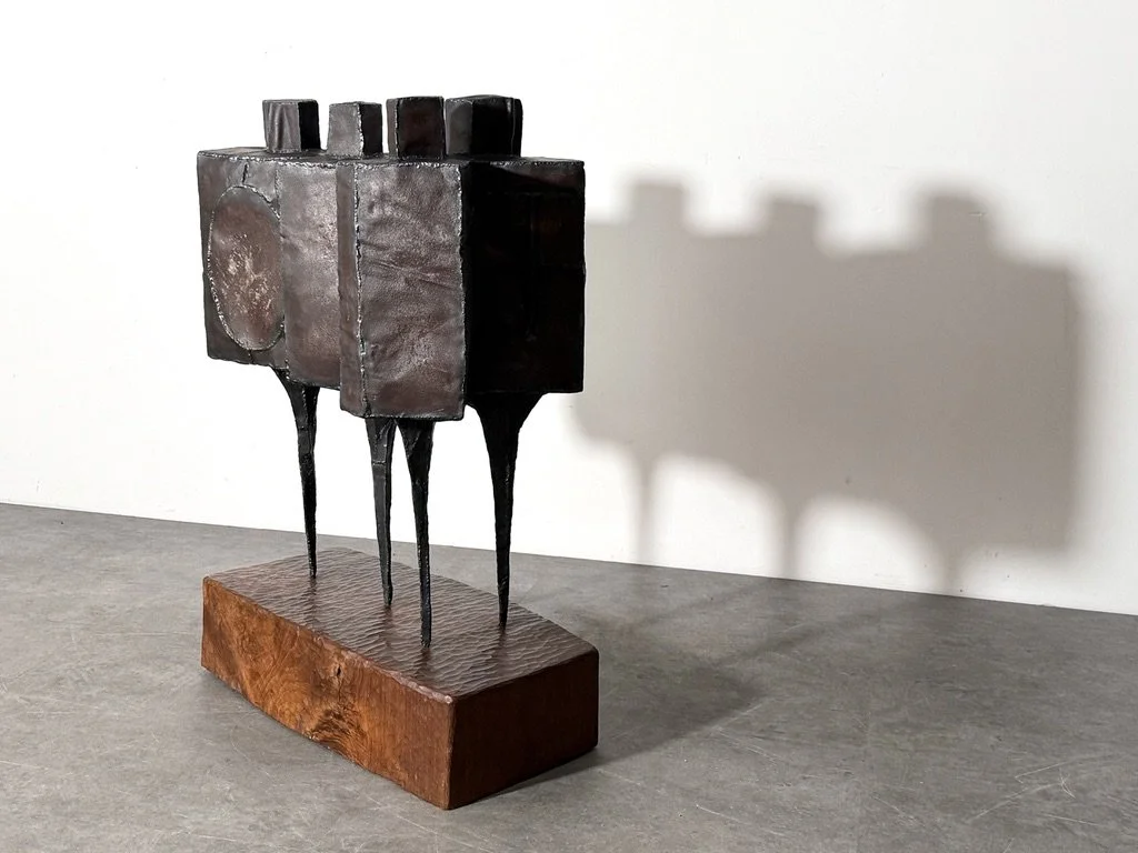 vintage mid century modern steel floor sculpture cranbrook artist lynn chadwick style welded steel figurative modernist sculpture unique brutalist large sculpture