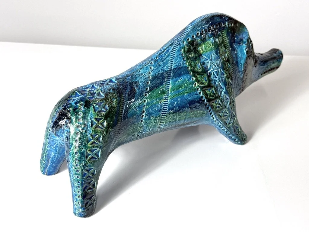 vintage mid century modern italian ceramic animal rimini blue aldo londi bitossi 1960s italy animal pottery sculpture