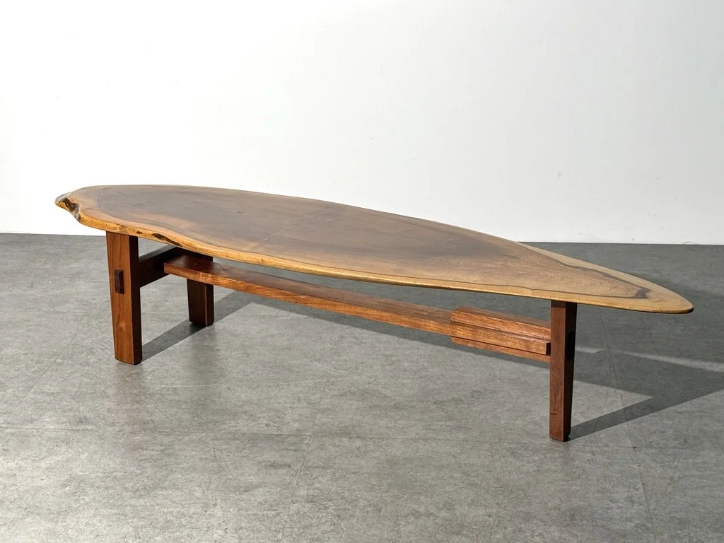 vintage mid century modern live edge studio craft coffee table organic long bench coffee table nakashima wabi sabi entryway bench table handcrafted natural wood table