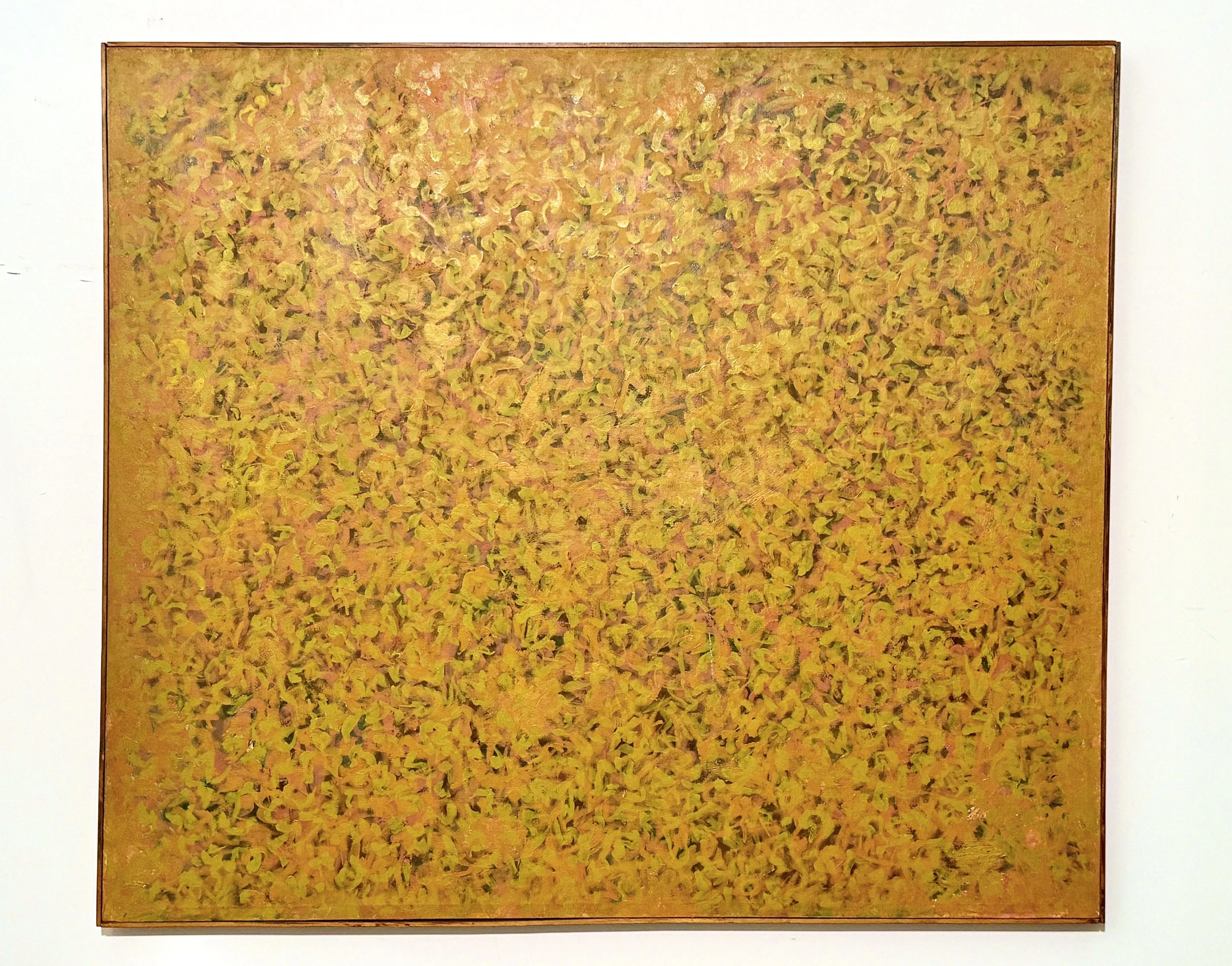 vintage mid century modern original signed abstract oil painting modernist abstract painting signed vintage abstract orange yellow ochre muted organic