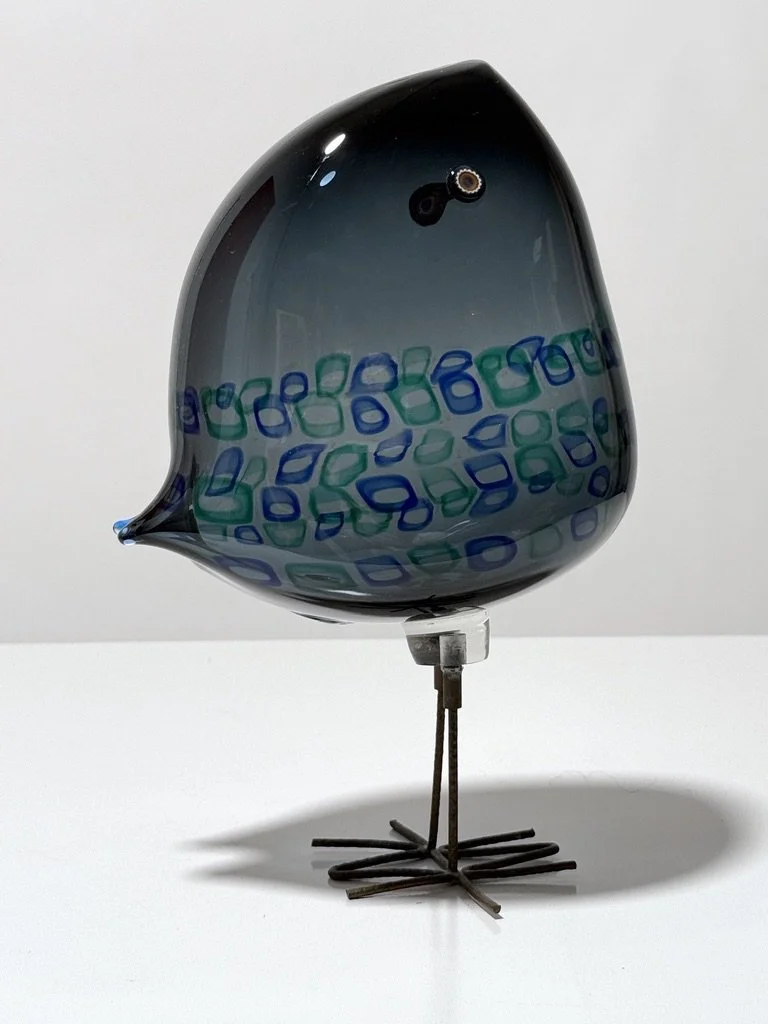vintage mid century modern italian glass bird alessandro pianon pulcino pulcini vistosi bird sculpture blue rare pianon bird blown glass italy italian 1960s