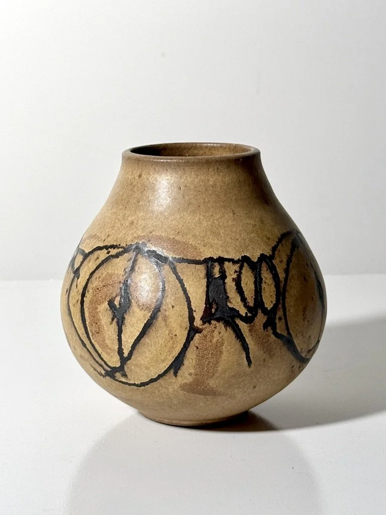 vintage mid century modernist studio pottery cranbrook ceramic clyde burt vase vessel unique rare pottery collectible ceramic cranbrook art