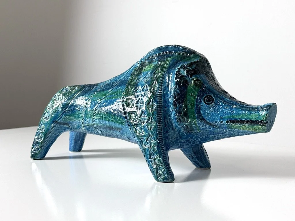 vintage mid century modern italian ceramic animal rimini blue aldo londi bitossi 1960s italy animal pottery sculpture
