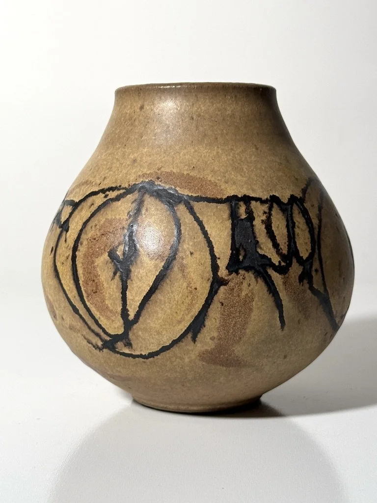 vintage mid century modernist studio pottery cranbrook ceramic clyde burt vase vessel unique rare pottery collectible ceramic cranbrook art