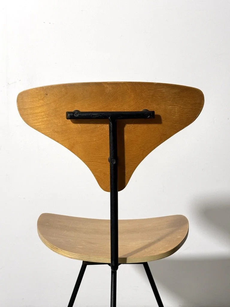 vintage mid century modern plywood chair desk chair three leg swivel chair umanoff paul mccobb george nelson tony paul charles eames modernist desk chair minimalist 1950s chair