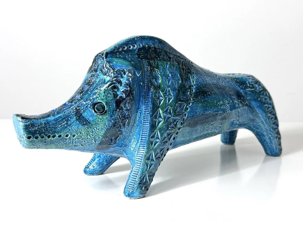 vintage mid century modern italian ceramic animal rimini blue aldo londi bitossi 1960s italy animal pottery sculpture