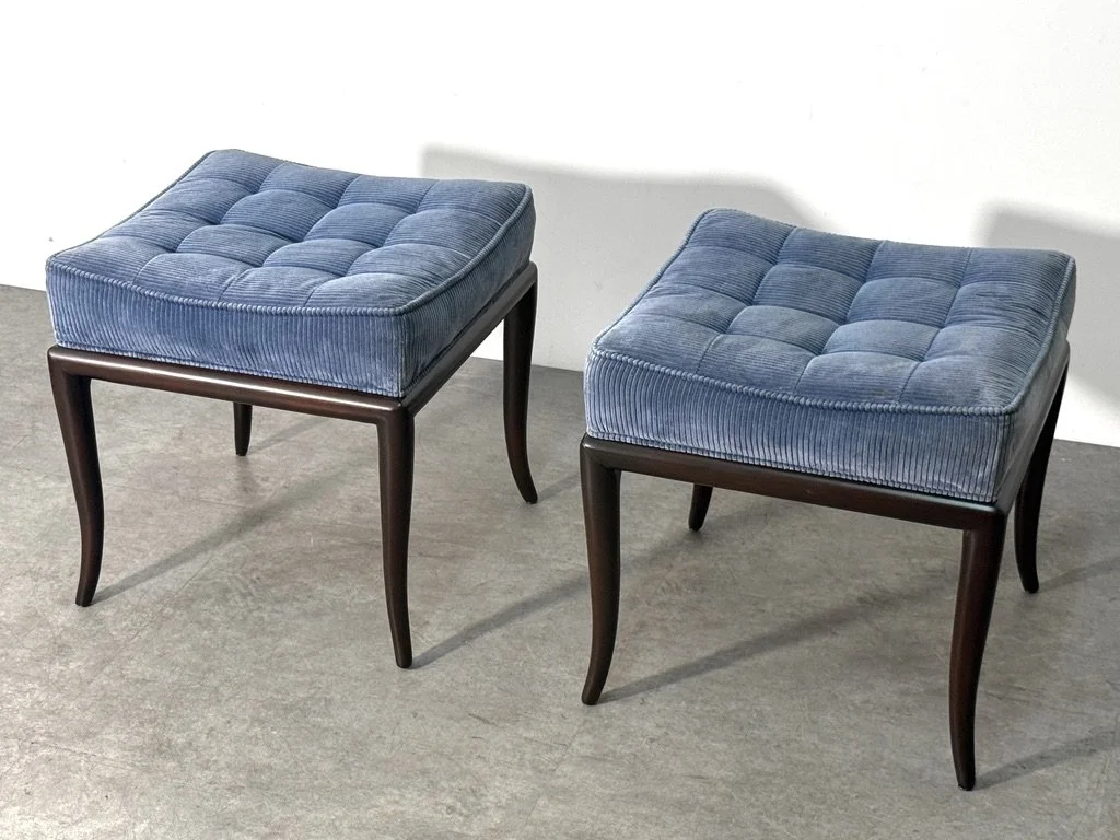 vintage mid century modern sabre leg stools klismos bench th robsjohn gibbings widdicomb pair tufted footstools ottomans rare unique sculptural pair of stools 1950s dunbar