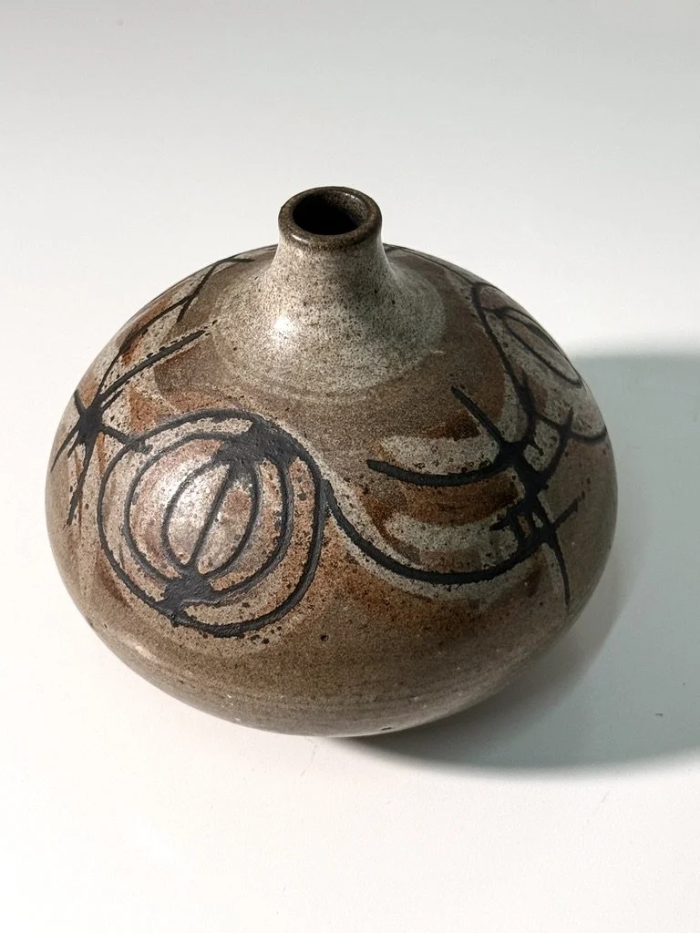 vintage mid century modernist studio pottery cranbrook ceramic clyde burt vase vessel unique rare pottery collectible ceramic cranbrook art