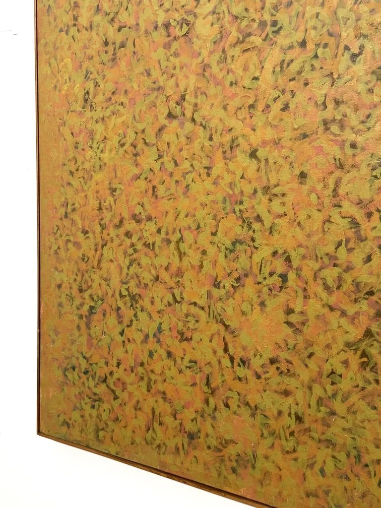 vintage mid century modern original signed abstract oil painting modernist abstract painting signed vintage abstract orange yellow ochre muted organic