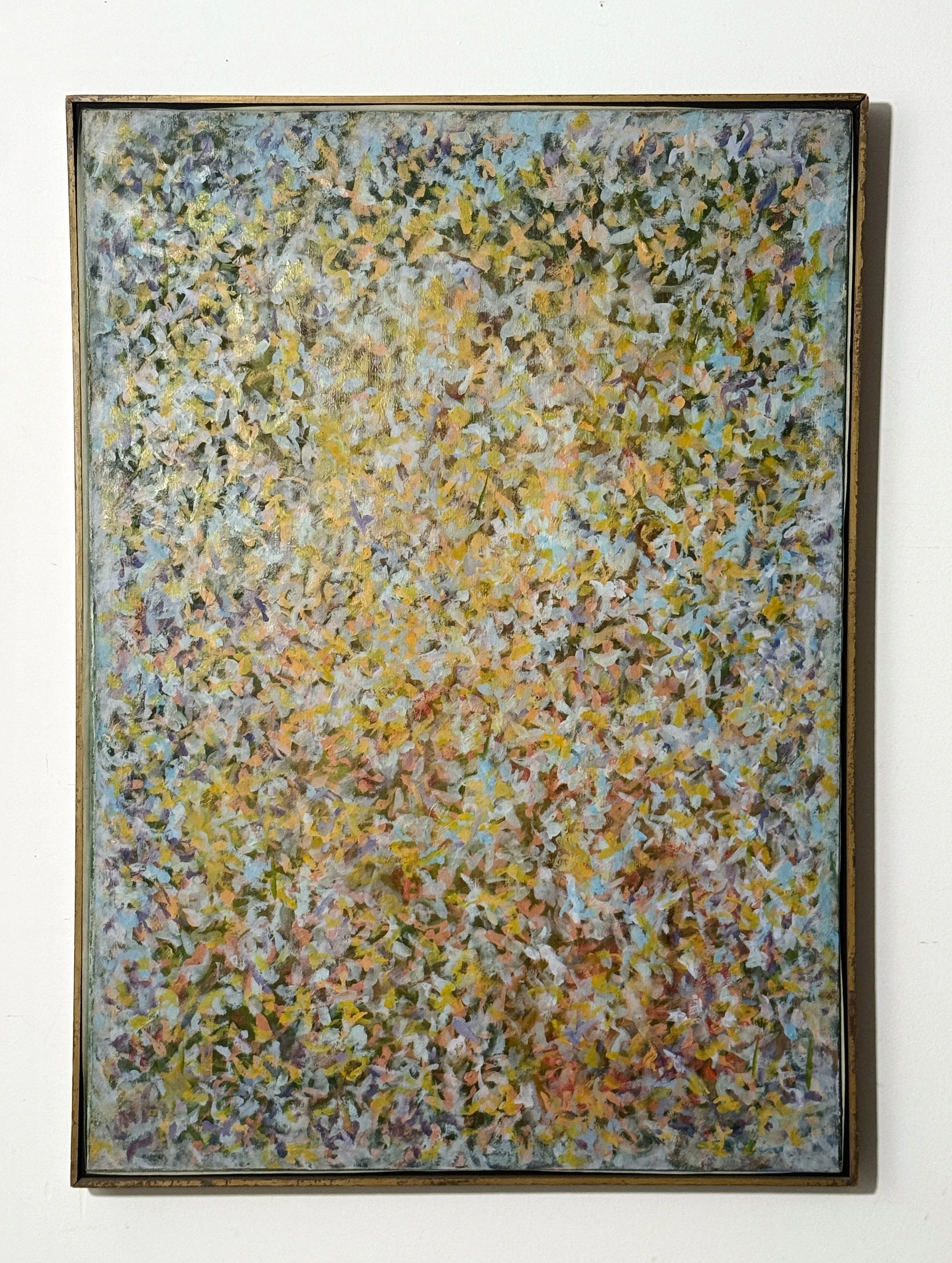 vintage mid century modern original abstract oil painting signed cranbrook detroit blue organic rare modernist unique colorful multi color abstract painting muted