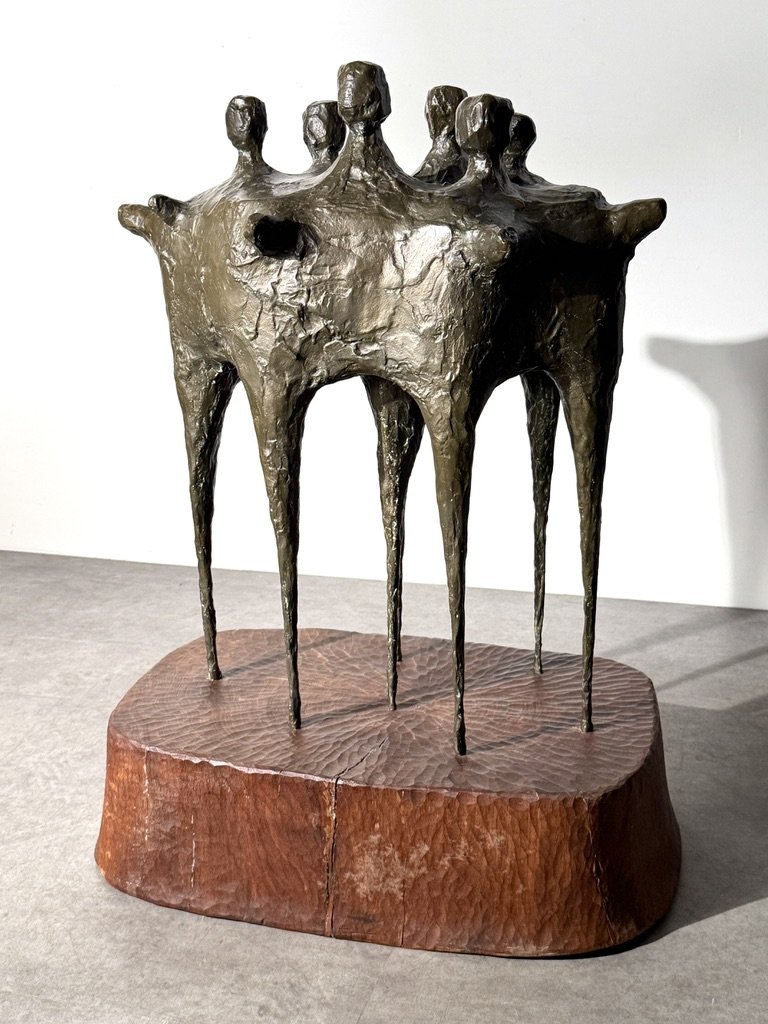 vintage mid century modernist bronze sculpture large brutalist bronze figurative sculpture lynn chadwick cranbrook detroit artist unique large bronze floor sculpture