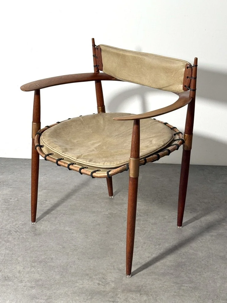 vintage mid century american studio craft lounge chair unique rare sculptural armchair hans wegner sam maloof kofod larsen pacific green leather walnut hand carved 1950s