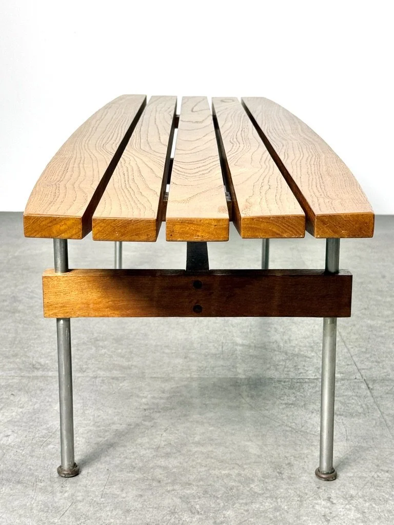 vintage mid century modern slat bench 1950s architectural bench george nelson slat bench herman miller minimalist slat bench