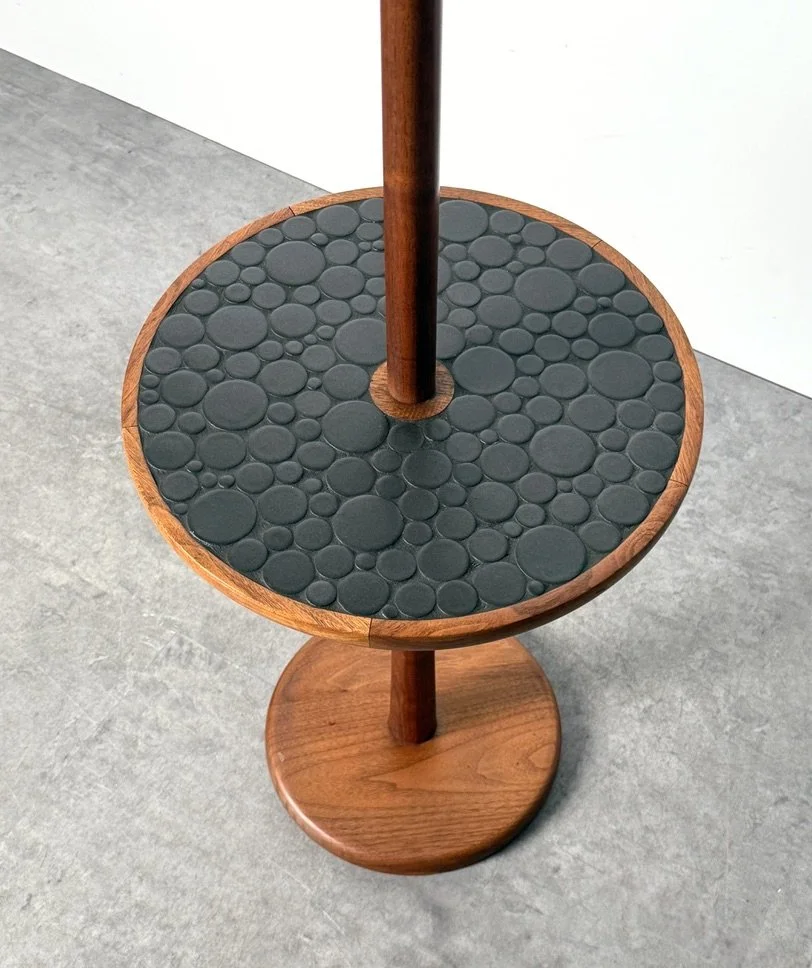 vintage mid century modern gordon and jane martz ceramic tile floor lamp with table reading lamp mosiac tile table floor lamp rare martz lamp black tile martz lamp marshall studios