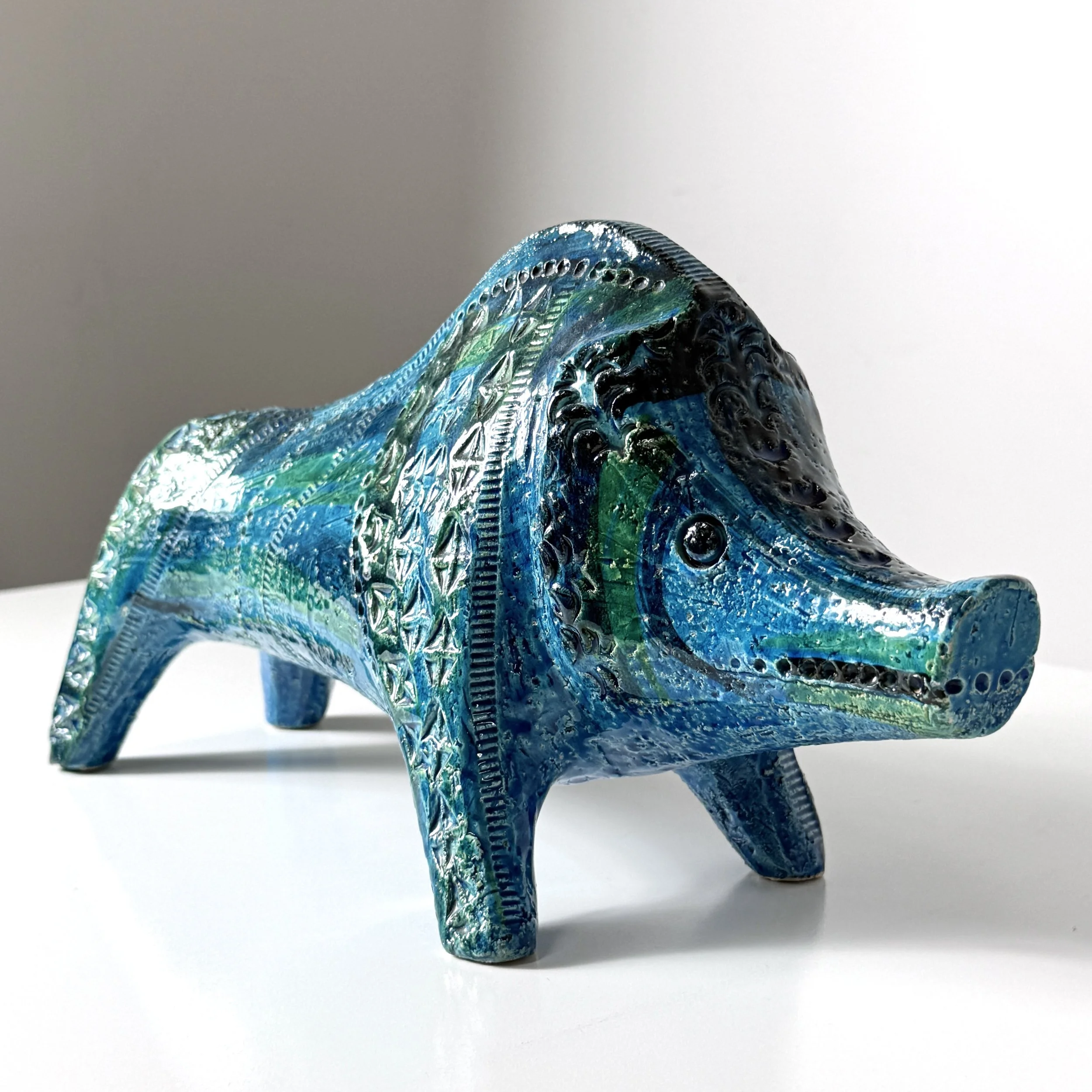 vintage mid century modern italian ceramic animal rimini blue aldo londi bitossi 1960s italy animal pottery sculpture
