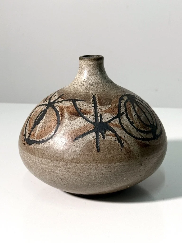 vintage mid century modernist studio pottery cranbrook ceramic clyde burt vase vessel unique rare pottery collectible ceramic cranbrook art
