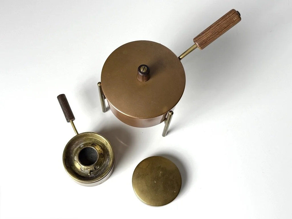 vintage mid century modern detroit michigan rare carl aubock werkstatte austria modernist copper brass bronze fondue decorative kitchen sculpture countertop accent antique 1950s