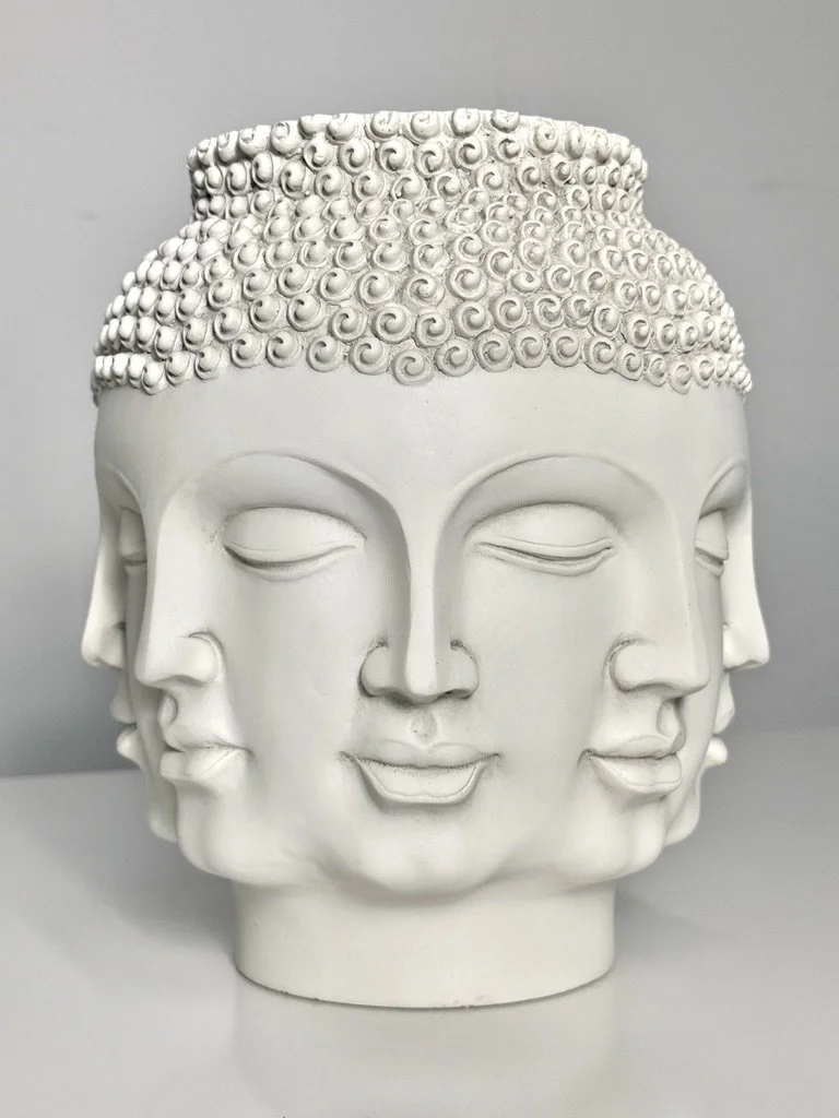 vintage mid century modern ceramic face vase piero fornasetti surrealist sculpture buddha boho unique conversation piece decorative vase