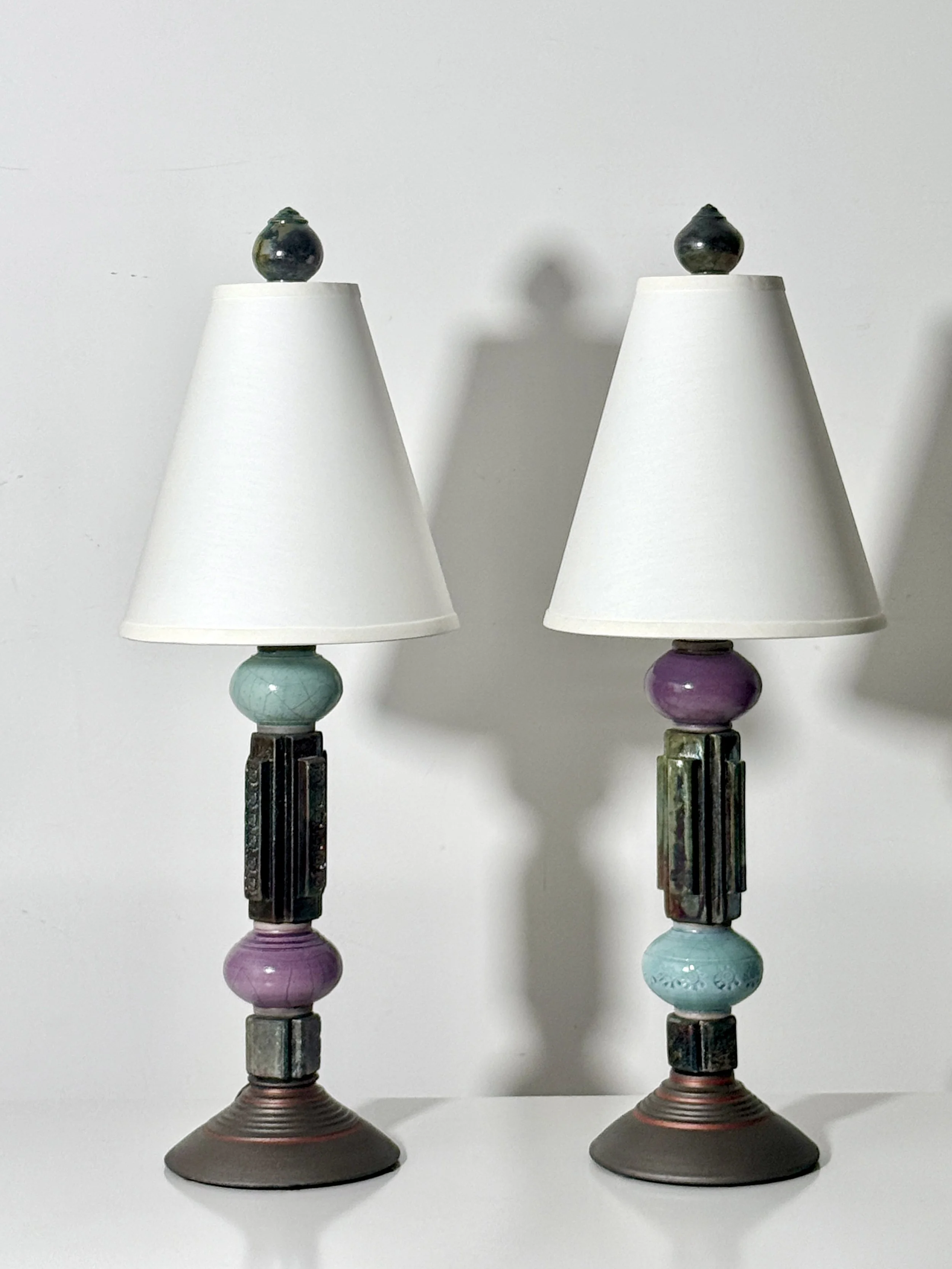 vintage ceramic table lamps studio pottery table lamps architectural postmodern glazed ceramic totem lamps art deco mission arts and crafts stacked ceramic unique table lamps