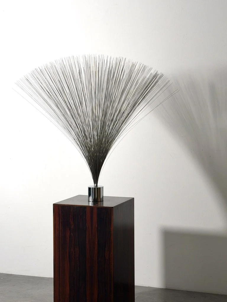 vintage mid century modern kinetic wire spray sculpture chrome abstract sculpture harry bertoia sound sculpture bertoia sculpture minimalist chrome rare unique sculpture original authentic