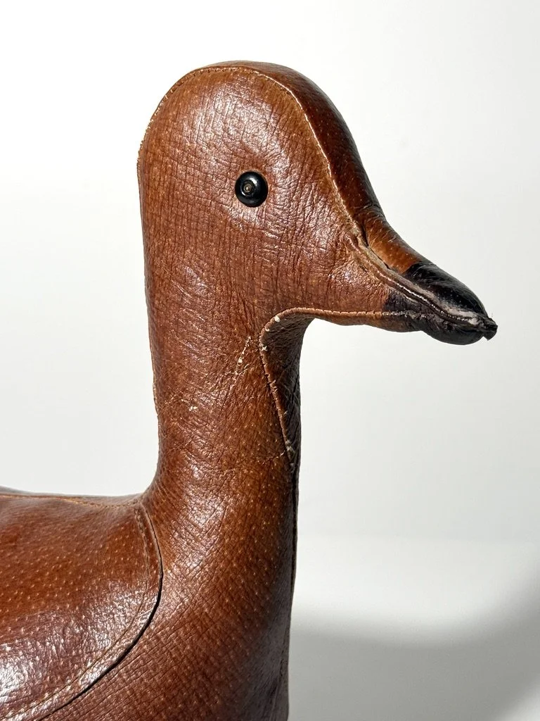 vintage mid century modern leather sculpture dimitri omersa abercrombie and fitch leather animal rare unique sculpture animal decor antique door stop