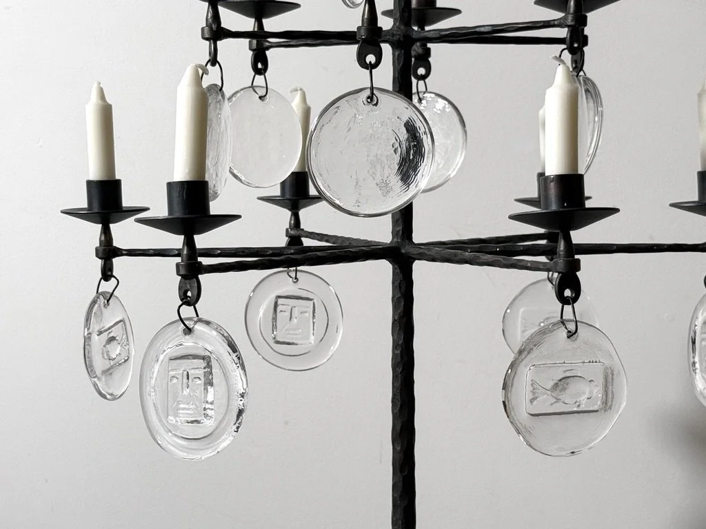 vintage mid century modern brutalist floor lamp floor standing candelabra candelabrum rare unique gothic forged iron hammered iron glass pendant chandelier floor lamp
