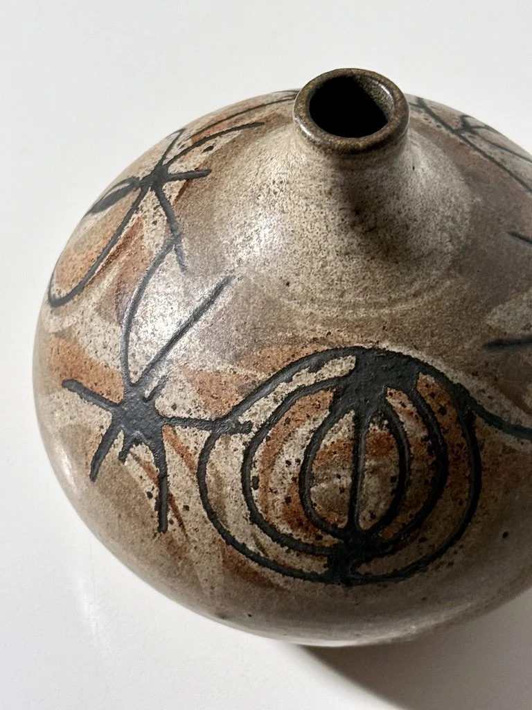 vintage mid century modernist studio pottery cranbrook ceramic clyde burt vase vessel unique rare pottery collectible ceramic cranbrook art