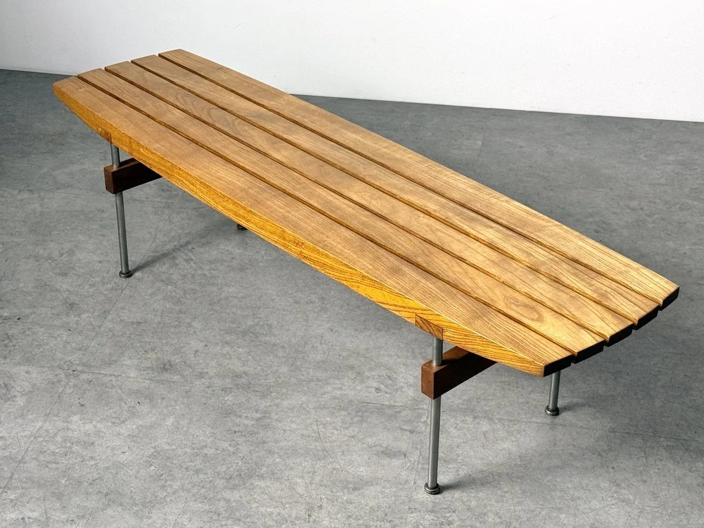 vintage mid century modern slat bench 1950s architectural bench george nelson slat bench herman miller minimalist slat bench