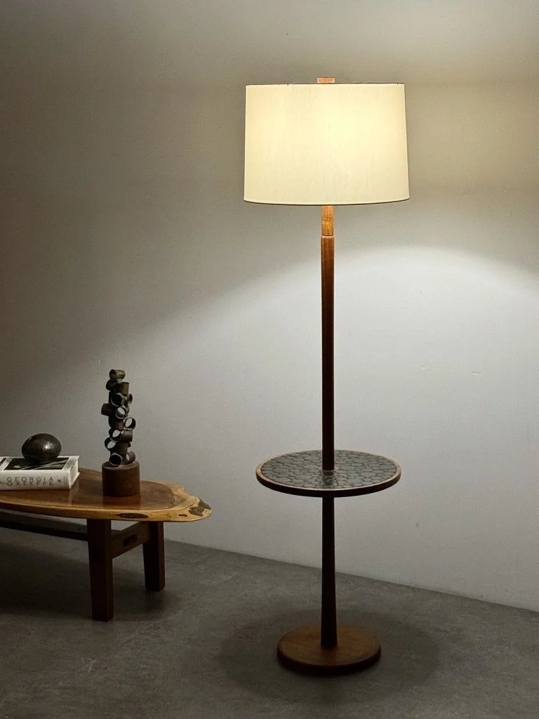 vintage mid century modern gordon and jane martz ceramic tile floor lamp with table reading lamp mosiac tile table floor lamp rare martz lamp black tile martz lamp marshall studios