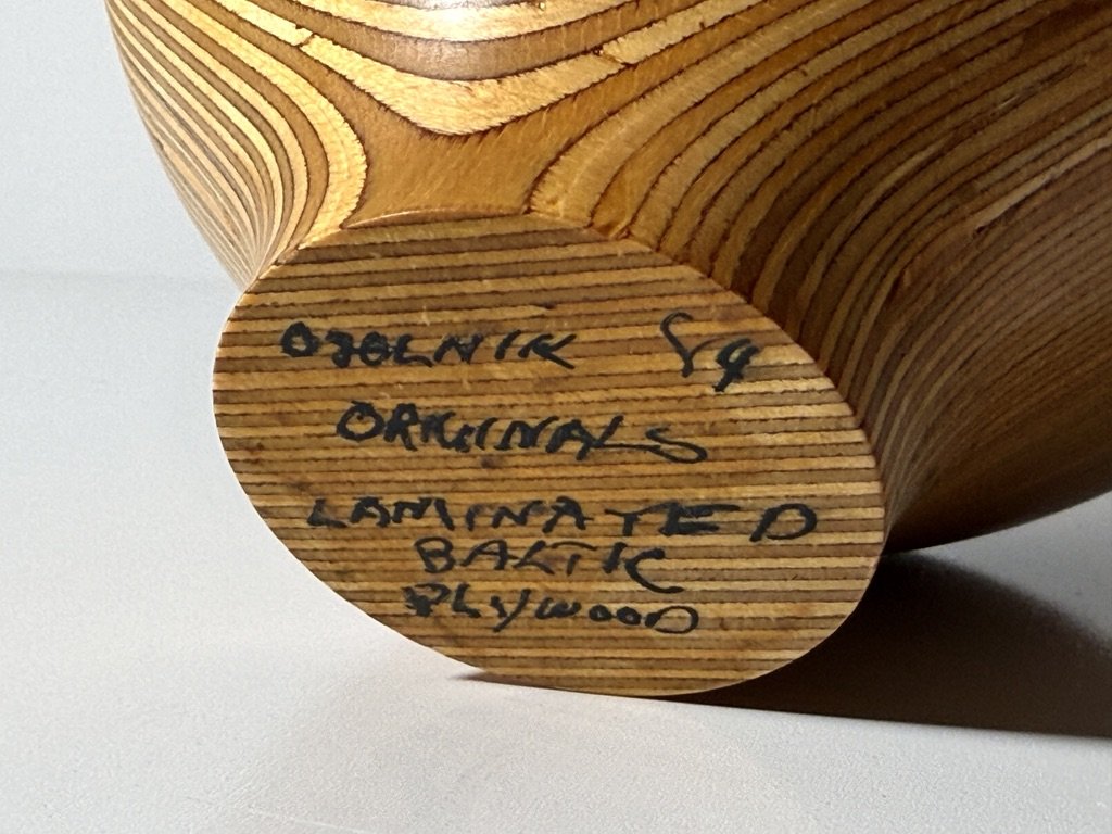 vintage sigend rude osolnik turned wood bowl vessel american studio craft laminated bowl american craft vessel rare unique form turned wood bowl bullseye