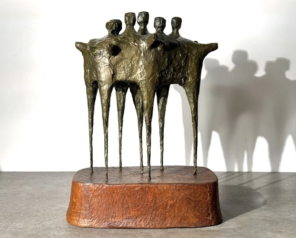 vintage mid century modernist bronze sculpture large brutalist bronze figurative sculpture lynn chadwick cranbrook detroit artist unique large bronze floor sculpture