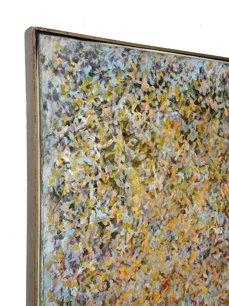 vintage mid century modern original abstract oil painting signed cranbrook detroit blue organic rare modernist unique colorful multi color abstract painting muted