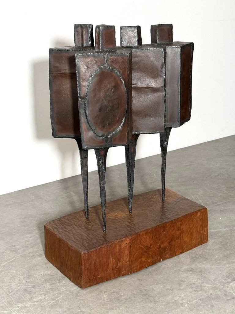 vintage mid century modern steel floor sculpture cranbrook artist lynn chadwick style welded steel figurative modernist sculpture unique brutalist large sculpture
