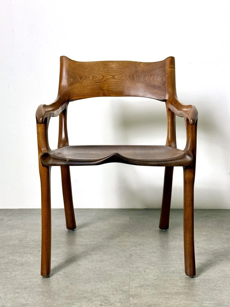 vintage mid century modern detroit michigan american studio craft sculpted walnut chair unique artist made chair sam maloof wendell castle
