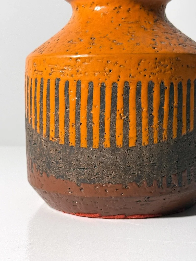 vintage mid century modern bitossi rare aldo londi vase orange glazed abstract ceramic pottery vase italy italian raymor 1950s