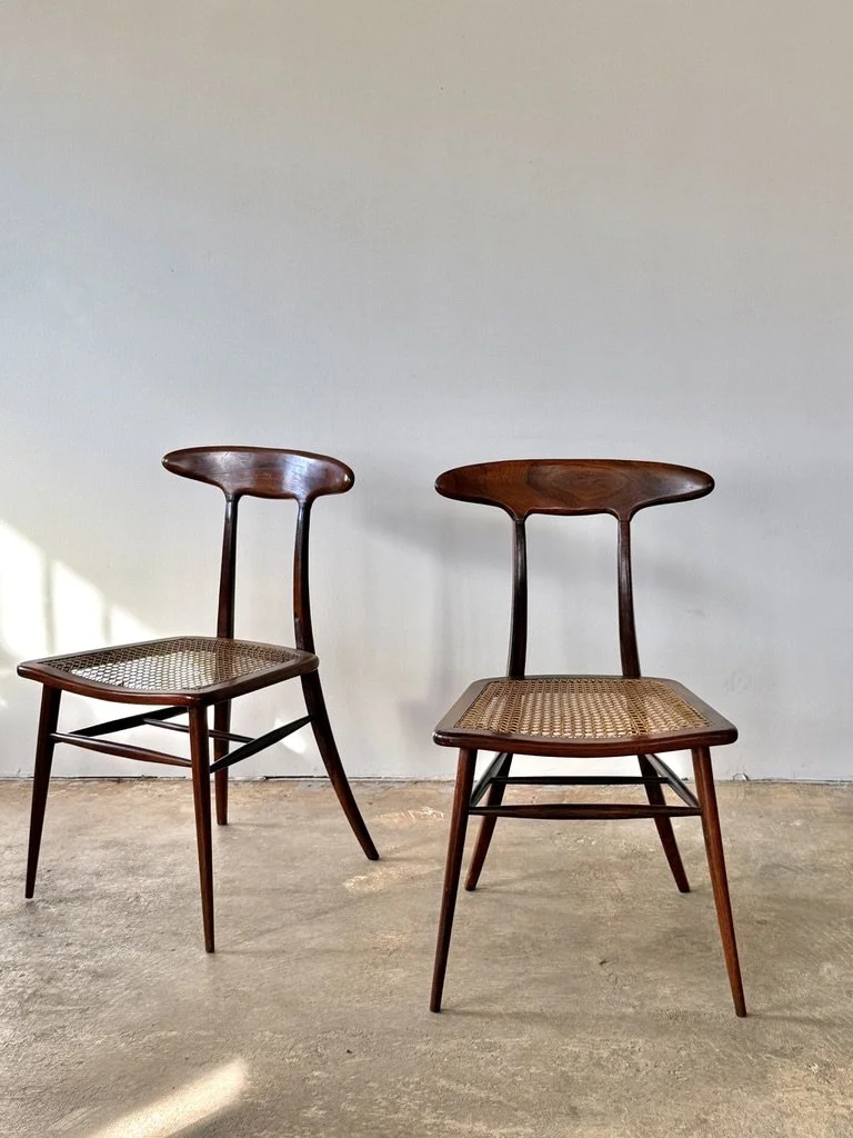 vintage mid century modern carlo hauner martin eisler brazilian dining chairs rare rosewood cane dining chairs set of 4 side chairs handmade sergio rodrigues percival lafer important dining chairs