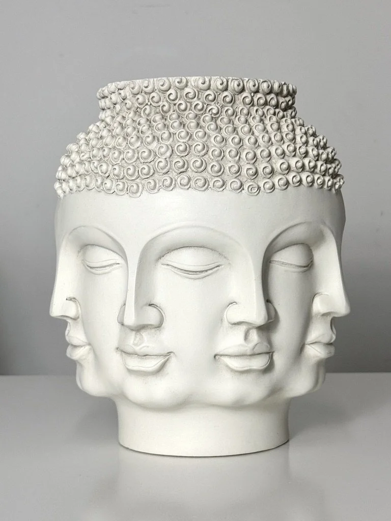 vintage mid century modern ceramic face vase piero fornasetti surrealist sculpture buddha boho unique conversation piece decorative vase