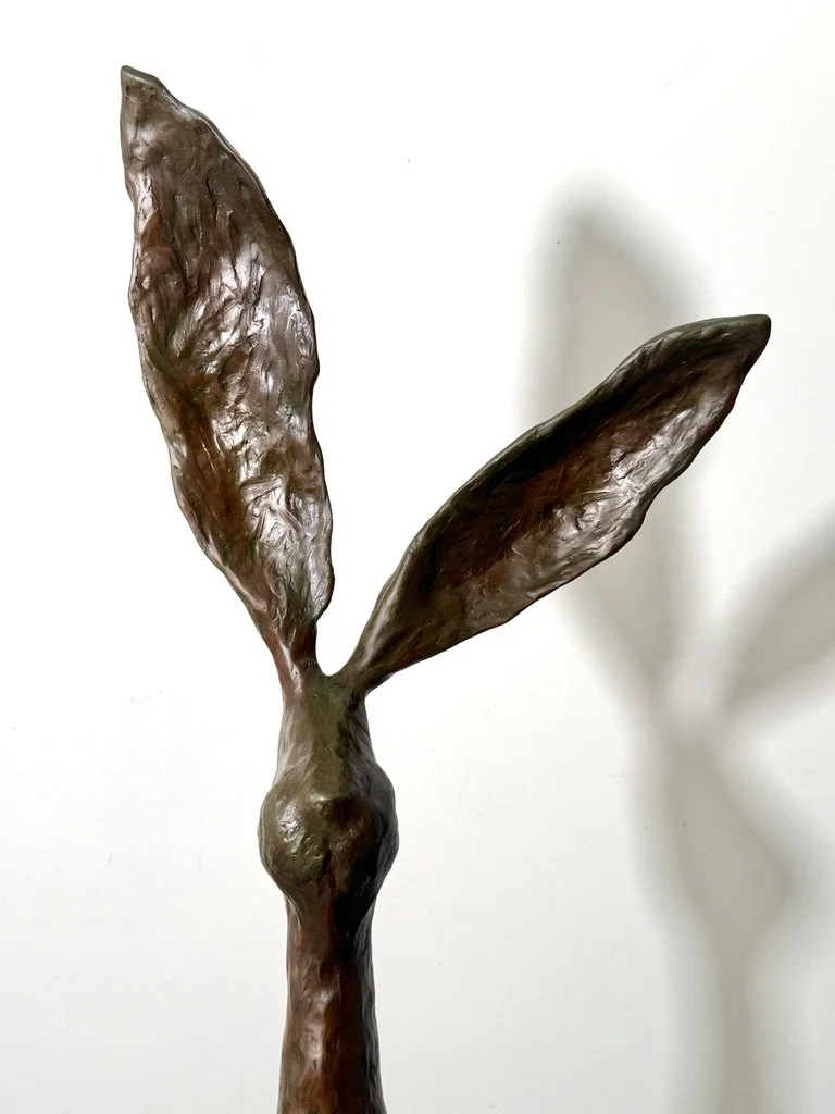 vintage mid century modern abstract bronze monumental sculpture indoor outdoor large tall rabbit bunny chauncey jim budish largest bronze surrealist modernist bronze tall sculpture solid bronze art