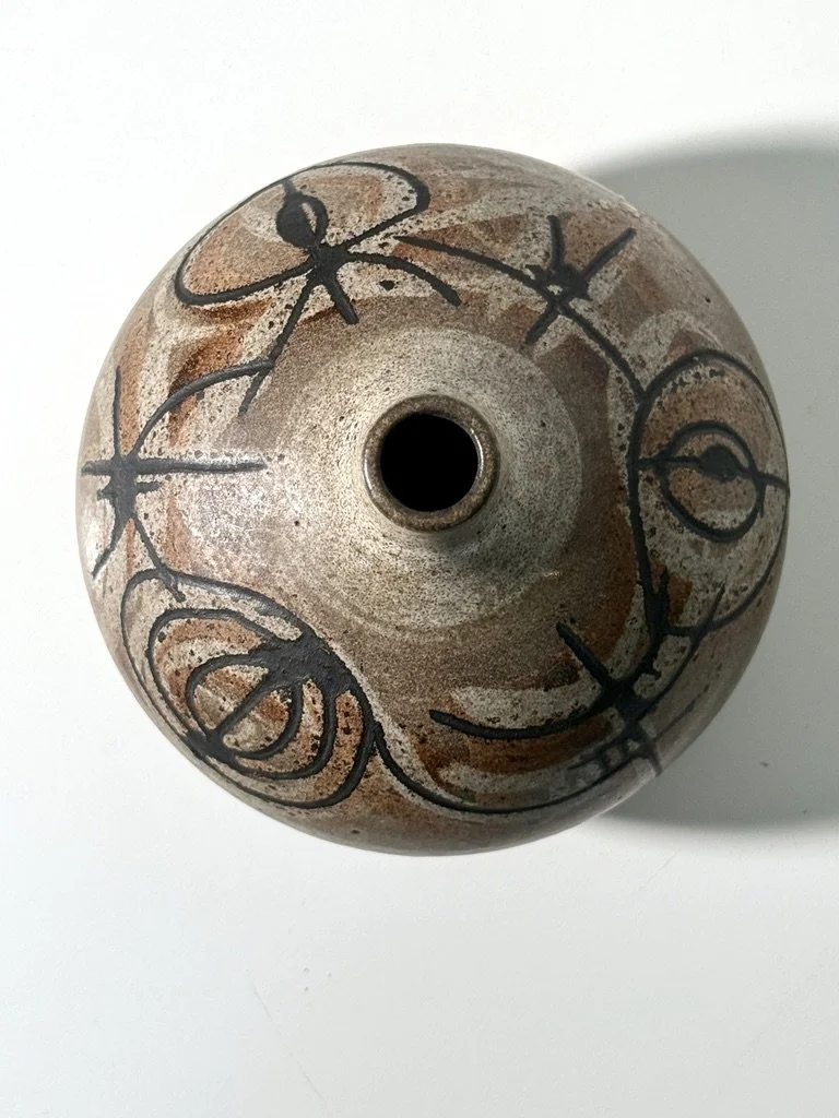 vintage mid century modernist studio pottery cranbrook ceramic clyde burt vase vessel unique rare pottery collectible ceramic cranbrook art